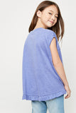 G3897 DENIM Ruffled Trimmed Top Back