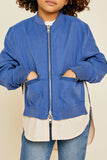 G3934 Dusty Blue Girls Double Zip-Up Bomber Jacket Detail