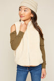 G4110 Cream Girls Sleeveless Fur Vest Front