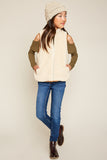 G4110 Cream Girls Sleeveless Fur Vest Full Body