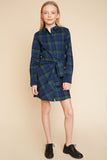 G4125 BLUE MIX Plaid Dress Front