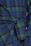 G4125 BLUE MIX Plaid Dress Front Detail