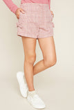 G4127 Mauve Girls Plaid Knit Shorts Angle