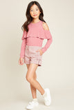 G4127 Mauve Girls Plaid Knit Shorts Full Body