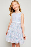 G4152 PERI BLUE Bow Tie Lace Mini Dress Side