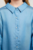 G4177 LT DENIM Pearl Button Down Shirt Front Detail