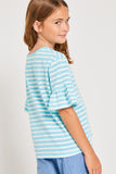 G4185-ICE Striped Ruffle Sleeve T-Shirt Back