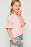 G4196 PINK Bow Sleeve Knit T-Shirt Alternate Angle