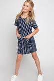 G4205 NAVY Polka-Dot Mini Shift Dress Alternate Angle