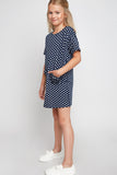 G4205 NAVY Polka-Dot Mini Shift Dress Alternate Angle