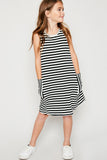 G4221 BLACK Stripe Key Hole Tank Dress Alternate Angle