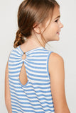 G4221 BLUE Stripe Key Hole Tank Dress Back Detail