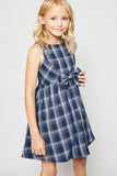 G4241 NAVY MIX Plaid Mini Bow Dress Alternate Angle