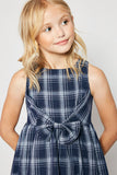 G4241 NAVY MIX Plaid Mini Bow Dress Alternate Angle