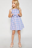 G4241 PINK MIX Plaid Mini Bow Dress Front