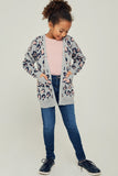 G4255-HEATHER GREY Leopard Knit Cardigan Alternate Angle