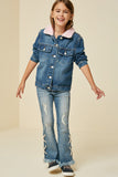 G4272-MID DENIM Sherpa Collar Denim Jacket Alternate Angle