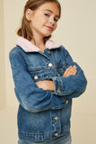 G4272-MID DENIM Sherpa Collar Denim Jacket Alternate Angle