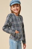 G4281-BLUE MIX Tweed Square Pocket Jacket Alternate Angle