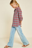 G4336 Cherry Girls Embroidered Plaid Button-Down Top Side