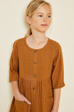 G4352 CAMEL Button-Down Midi Dress DetailDetail