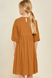 G4352 CAMEL Button-Down Midi Dress Back