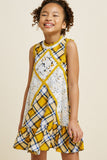 G4374-HONEY MIX Plaid Mini Swing Dress Front