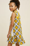 G4374-HONEY MIX Plaid Mini Swing Dress Back