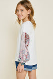 G4431-OFF WHITE Ruffle Paisley Print Long Sleeve Top Back