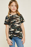 Camo Ruffle High-Low T-Shirt