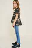 G4442-CAMO Camo Ruffle High-Low T-Shirt Alternate Angle