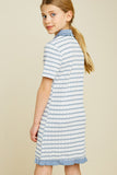 G4464-POWDER BLUE Striped Mini Sweater Dress Back