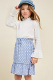 G4495-POWDER BLUE Ruffle Polka-Dot Skirt Front