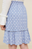 G4495-POWDER BLUE Ruffle Polka-Dot Skirt Back