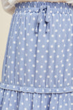 G4495-POWDER BLUE Ruffle Polka-Dot Skirt Front Detail