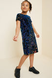 G4497-BLACK MIX Reversible Sequin Velvet Mini Shift Dress Alternate Angle