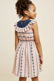 G4516-PINK MIX Tribal Ruffle Lace Dress Back