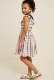 G4516-PINK MIX Tribal Ruffle Lace Dress Side