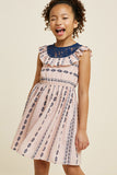 G4516-PINK MIX Tribal Ruffle Lace Dress Alternate Angle