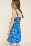 G4565-BLUE MIX Floral Button-Down Mini Dress Back