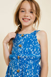 G4565-BLUE MIX Floral Button-Down Mini Dress Alternate Angle