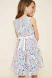 G4570-LIGHT BLUE MIX Floral Lace Mini Baby Doll Dress Back