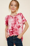 G4602-BERRY Criss-Cross Tie Dye T-Shirt Alternate Angle