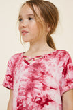 G4602-BERRY Criss-Cross Tie Dye T-Shirt Alternate Angle