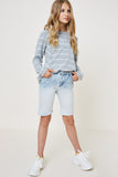 G4608-BLEACHED DENIM Ombre Acid Wash Bermuda Shorts Alternate Angle