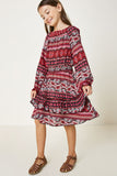 Printed Ruffle Midi Smock Dress