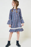 Patterned Bell Sleeve Dress