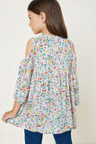 G4646-IVORY Floral Cold Shoulder Tunic Top Back