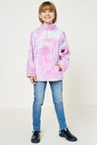 G4656-MULTI Tie Dye Fleece Zip Up Sweater Alternate Angle