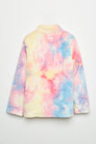 G4656-PINK MULTI Tie Dye Fleece Zip Up Sweater Flatlay Back